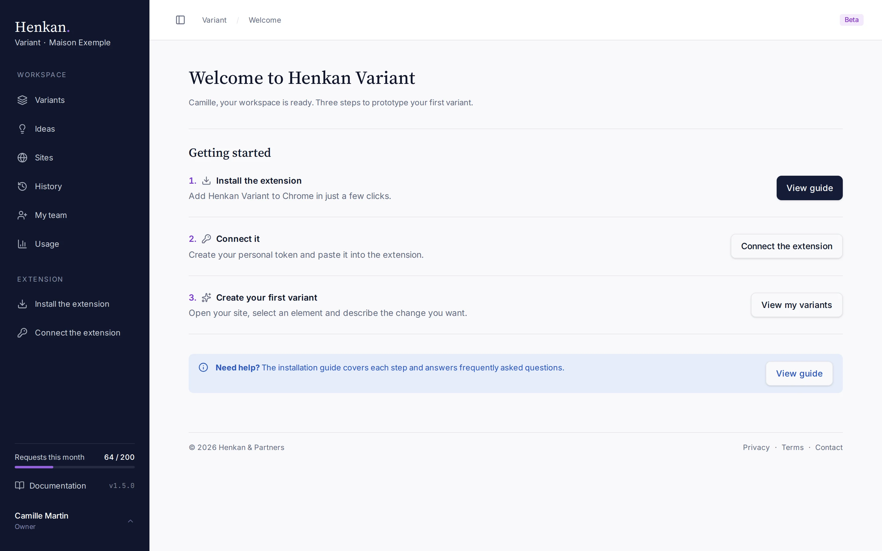 The welcome page, shown once to new accounts.